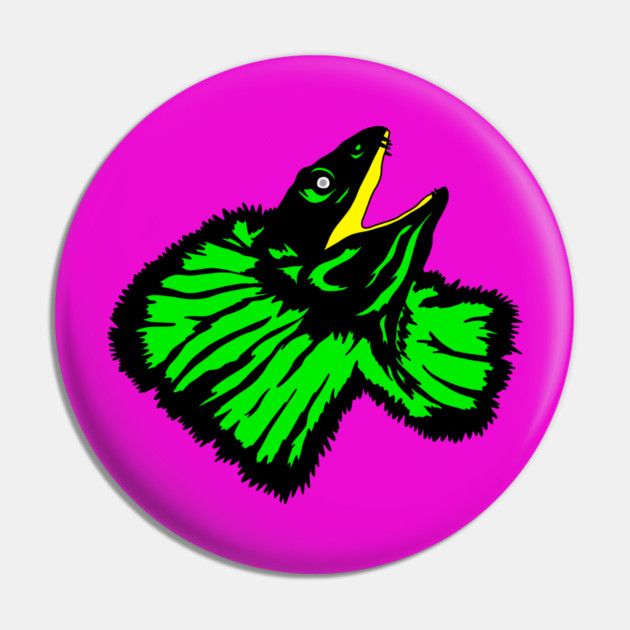 Neon Green Frilled-neck Lizard Pin by H. R. Sinclair