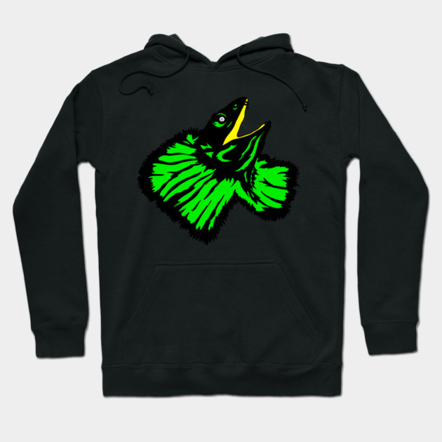 Neon Green Frilled-neck Lizard Hoodie by H. R. Sinclair