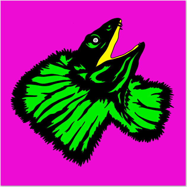 Neon Green Frilled-neck Lizard Wall Art by H. R. Sinclair