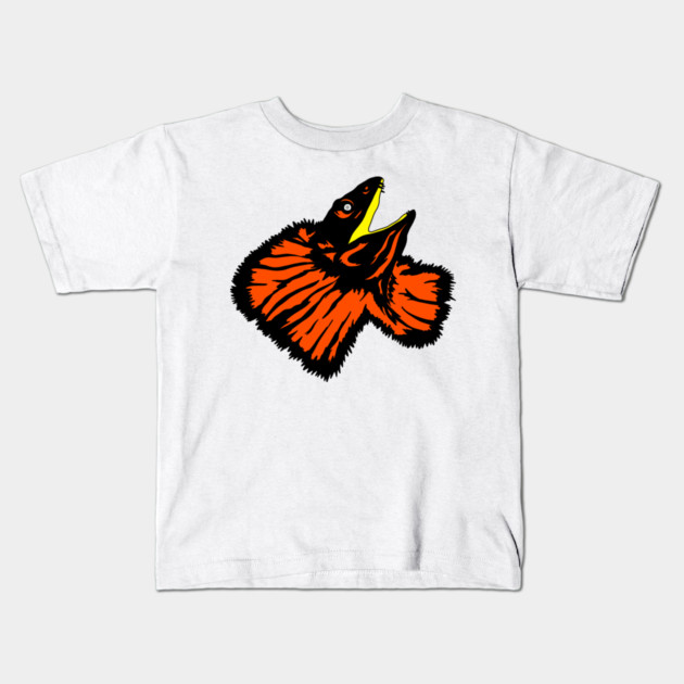 Neon Orange Frilled-neck Lizard Kids T-Shirt by H. R. Sinclair