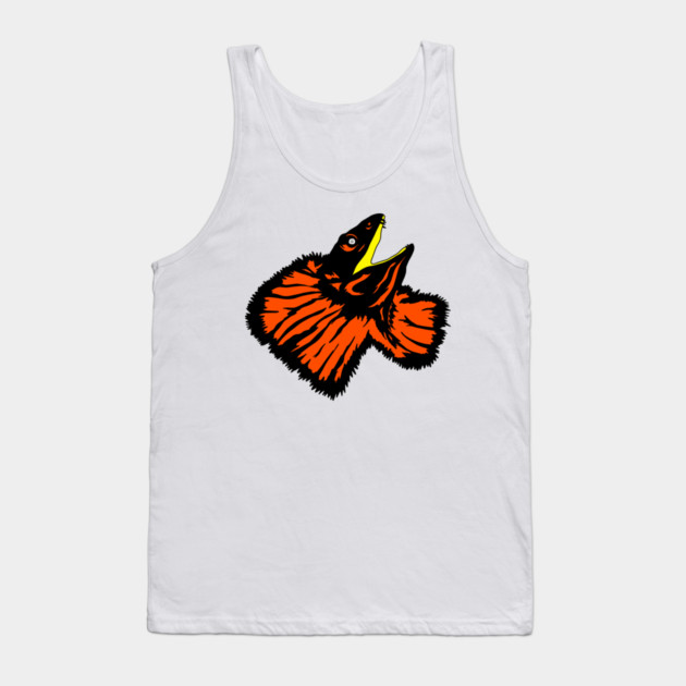 Neon Orange Frilled-neck Lizard Tank Top by H. R. Sinclair