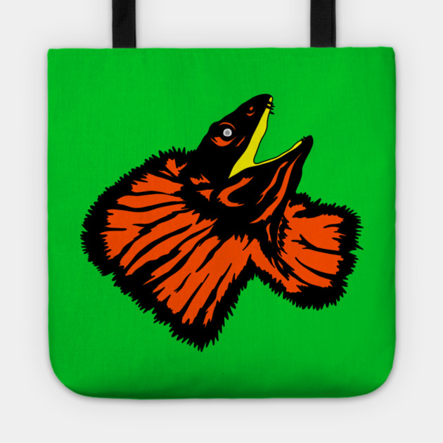 Neon Orange Frilled-neck Lizard Tote by H. R. Sinclair