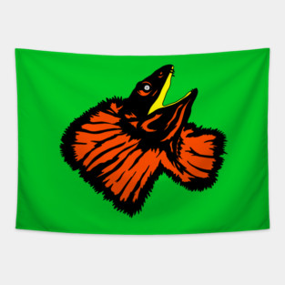 Neon Orange Frilled-neck Lizard Tapestry