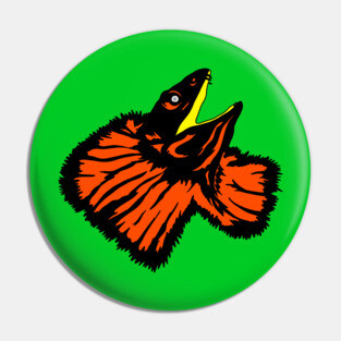 Neon Orange Frilled-neck Lizard Pin