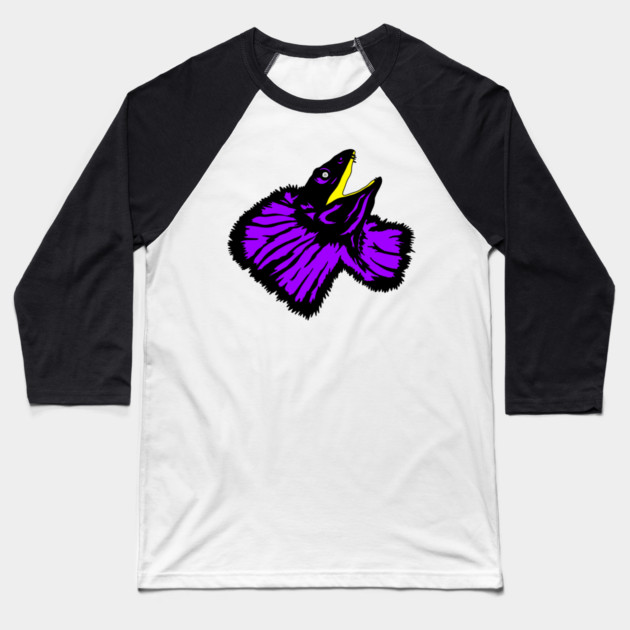 Neon Purple Frilled-neck Lizard Baseball T-Shirt by H. R. Sinclair