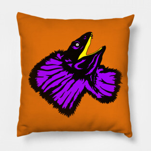 Neon Purple Frilled-neck Lizard Pillow