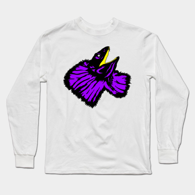 Neon Purple Frilled-neck Lizard Long Sleeve T-Shirt by H. R. Sinclair