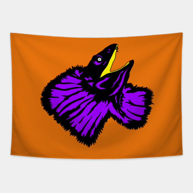 Neon Purple Frilled-neck Lizard Tapestry by H. R. Sinclair