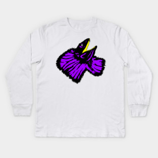 Neon Purple Frilled-neck Lizard Kids Long Sleeve T-Shirt