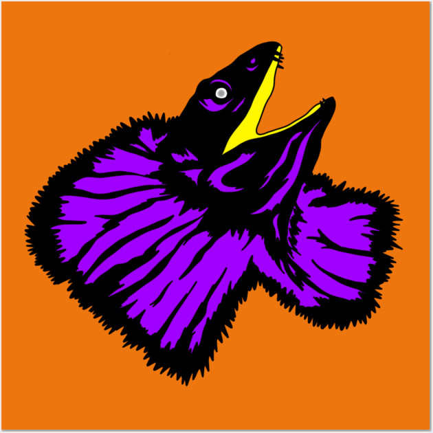 Neon Purple Frilled-neck Lizard Wall Art by H. R. Sinclair