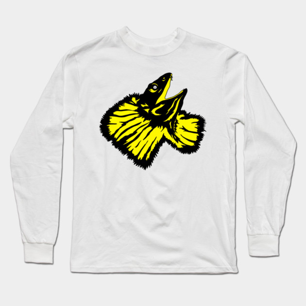 Neon Yellow Frilled-neck Lizard Long Sleeve T-Shirt by H. R. Sinclair