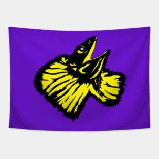 Neon Yellow Frilled-neck Lizard Tapestry