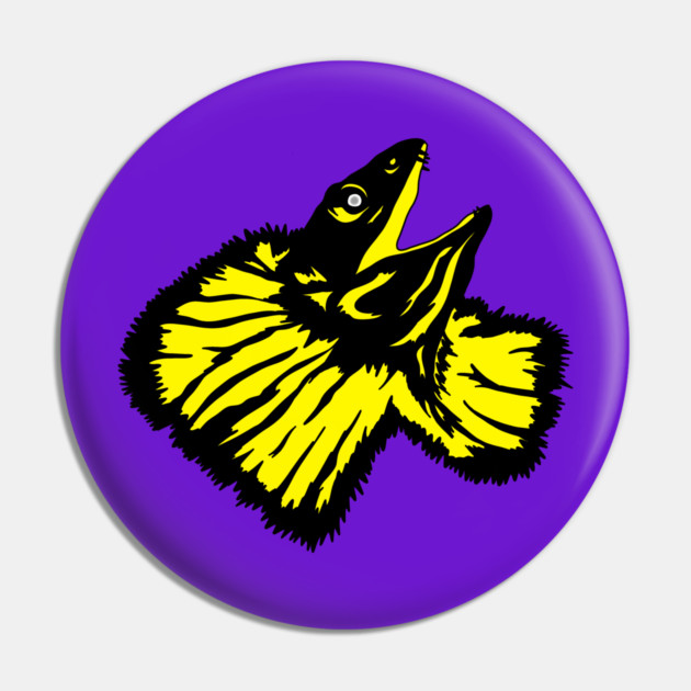 Neon Yellow Frilled-neck Lizard Pin by H. R. Sinclair
