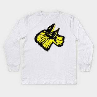 Neon Yellow Frilled-neck Lizard Kids Long Sleeve T-Shirt