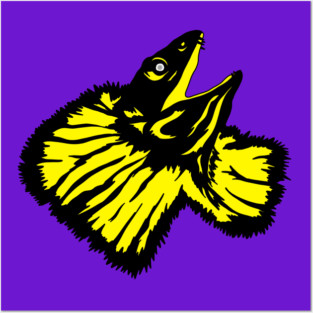 Neon Yellow Frilled-neck Lizard Posters and Art