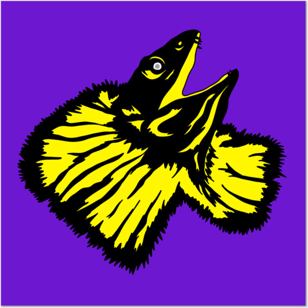 Neon Yellow Frilled-neck Lizard Wall Art by H. R. Sinclair