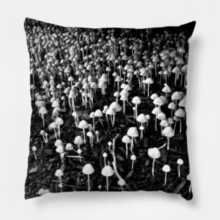 Black and White Mushroom Colony Pillow
