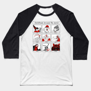 Christmas Characters Around The World Illustrations Baseball T-Shirt