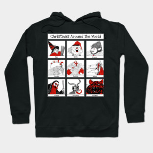 Christmas Characters Around The World Illustrations Hoodie
