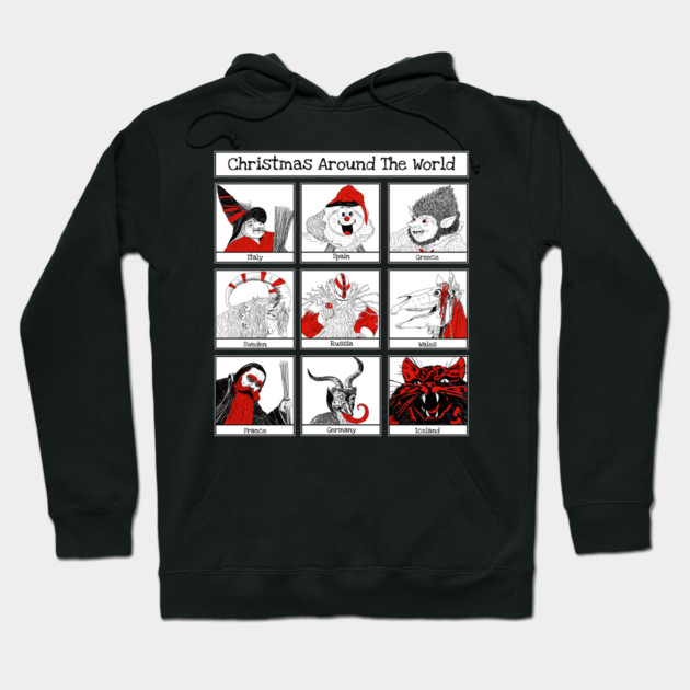 Christmas Characters Around The World Illustrations Hoodie by H. R. Sinclair