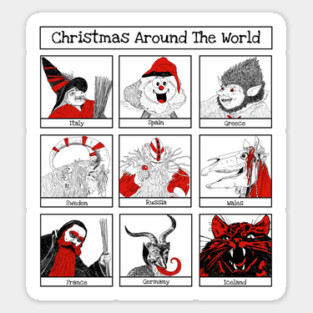 Christmas Characters Around The World Illustrations Sticker
