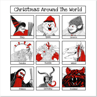 Christmas Characters Around The World Illustrations Posters and Art