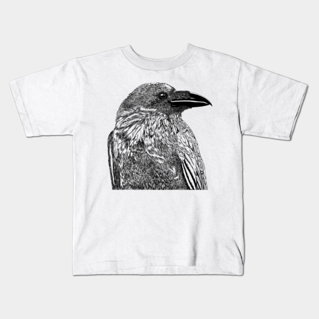 Raven Illustration Kids T-Shirt by H. R. Sinclair