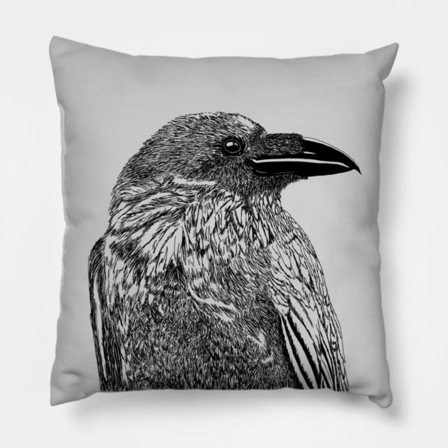 Raven Illustration Pillow by H. R. Sinclair