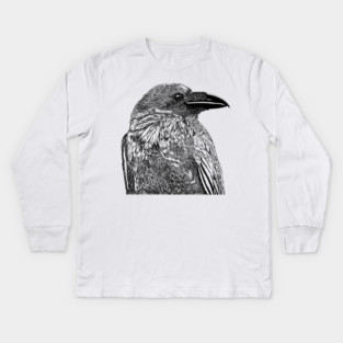 Raven Illustration Kids Long Sleeve T-Shirt