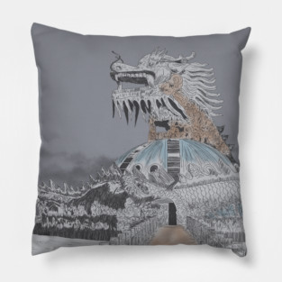 Thuy Tien Lake Abandoned Water Park Illustration Pillow