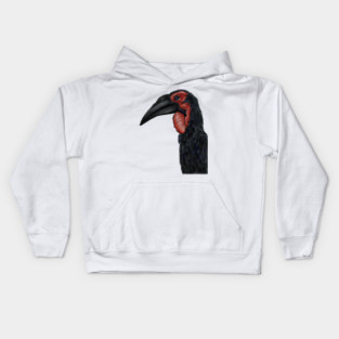 Southern Ground Hornbill Illustration Kids Hoodie