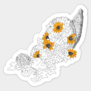Cornucopia Sunflowers Pumpkins Sticker