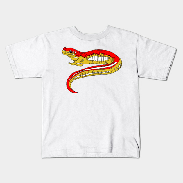 Red and Yellow Salamander Kids T-Shirt by H. R. Sinclair