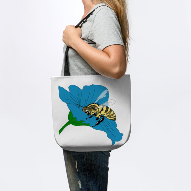 Honeybee Blue Flower Illustration by H. R. Sinclair