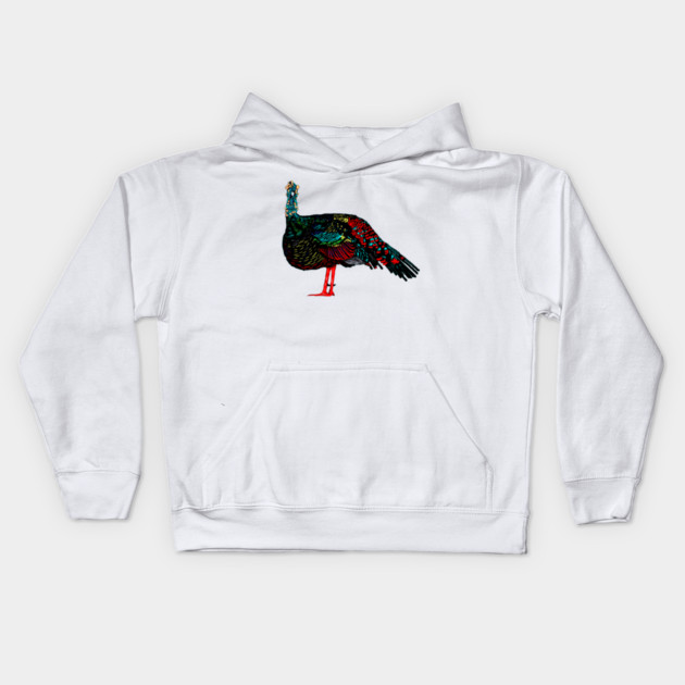 Ocellated Turkey Kids Hoodie by H. R. Sinclair