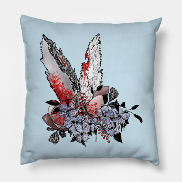 Easter Bunny Horror Pillow by H. R. Sinclair