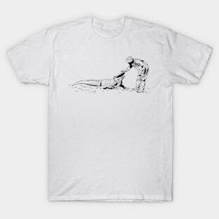 Petting an Alligator Line Art T-Shirt