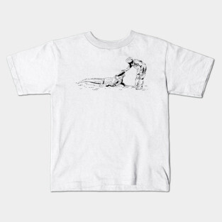 Petting an Alligator Line Art Kids T-Shirt