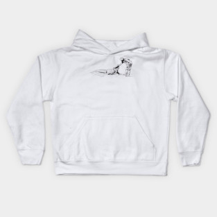 Petting an Alligator Line Art Kids Hoodie