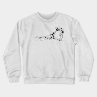 Petting an Alligator Line Art Crewneck Sweatshirt