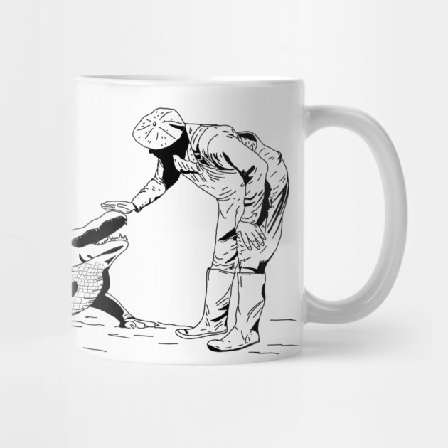 Petting an Alligator Line Art by H. R. Sinclair