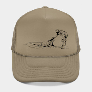 Petting an Alligator Line Art Hat
