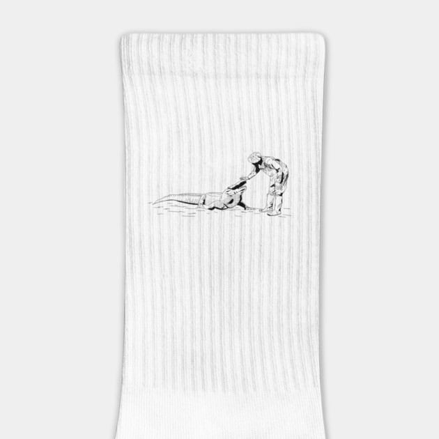 Petting an Alligator Line Art by H. R. Sinclair