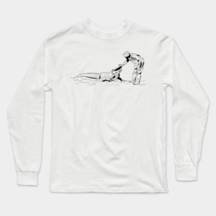 Petting an Alligator Line Art Long Sleeve T-Shirt