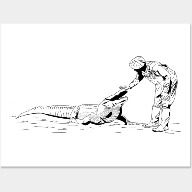 Petting an Alligator Line Art Wall Art by H. R. Sinclair