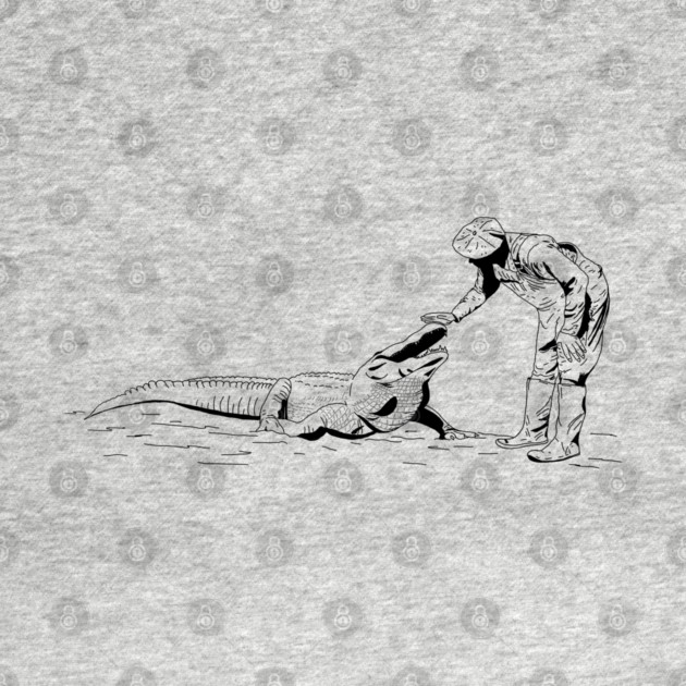 Petting an Alligator Line Art by H. R. Sinclair