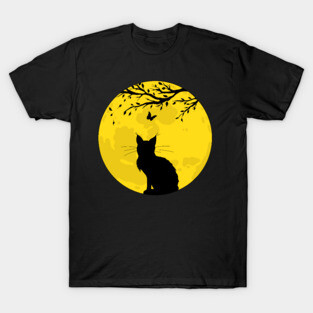 Black Cat Yellow Moon T-Shirt