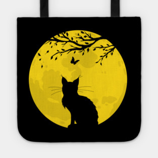 Black Cat Yellow Moon Tote