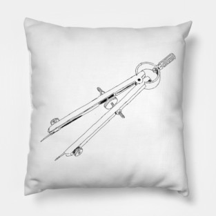 Illustrated Drafting Compass Pillow