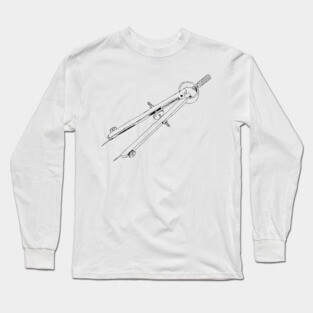 Illustrated Drafting Compass Long Sleeve T-Shirt